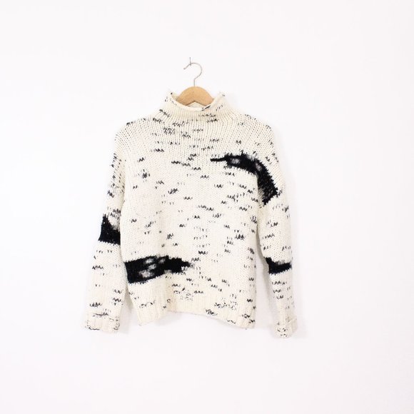 *LINE Knit Cream and Black Turtleneck Sweater - Picture 5 of 7